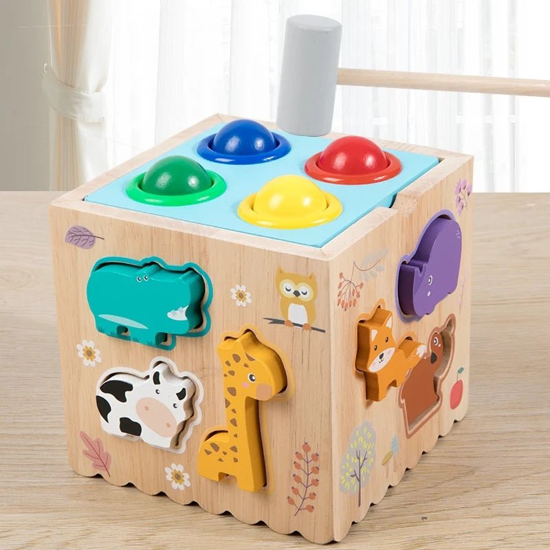 Wooden Multifunctional Montessori 8 in 1 ball knocking animal matching fishing intelligence - MyLittleTales