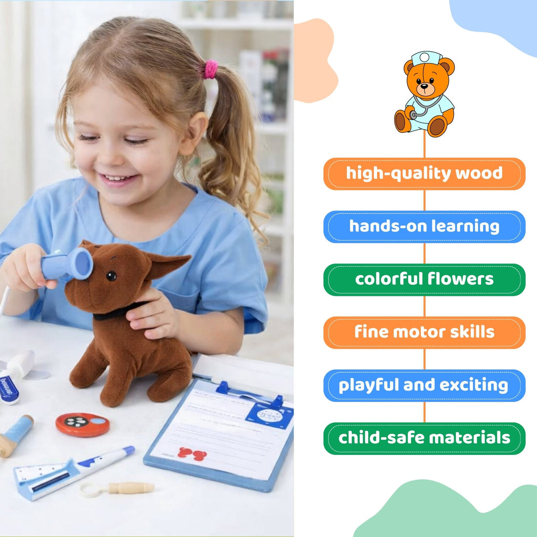 Wooden Pet Doctor Set for Hospital Tool Accessories Simulation Medical Kit - MyLittleTales