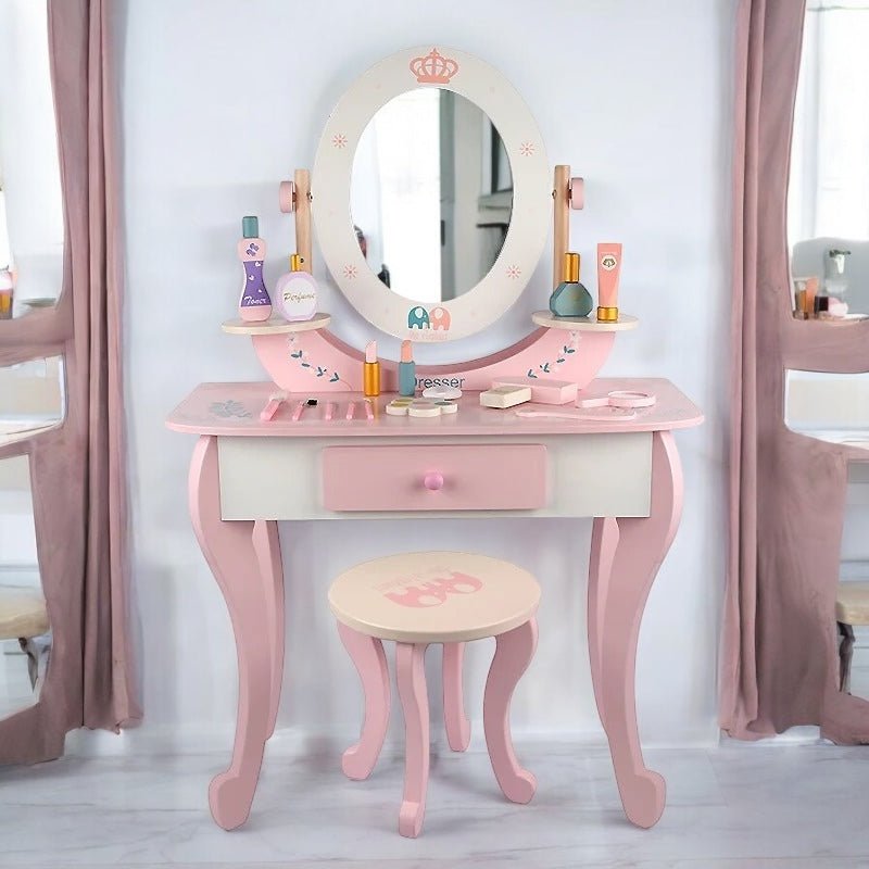 Wooden Pink Dresser, Simulation dresser mirror girl birthday gift - MyLittleTales