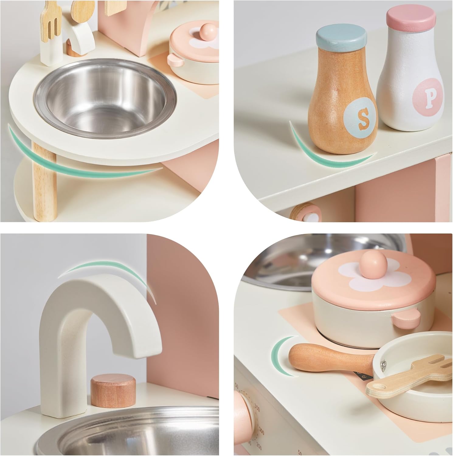 Wooden Premium Kitchen Playset with Coffee Maker Food Kitchen Accessories Cooking Set, Toddler Play Kitchen - MyLittleTales