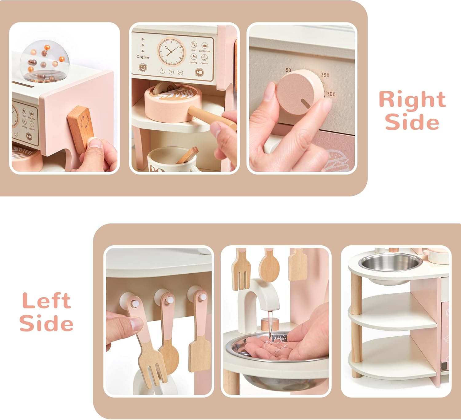 Wooden Premium Kitchen Playset with Coffee Maker Food Kitchen Accessories Cooking Set, Toddler Play Kitchen - MyLittleTales