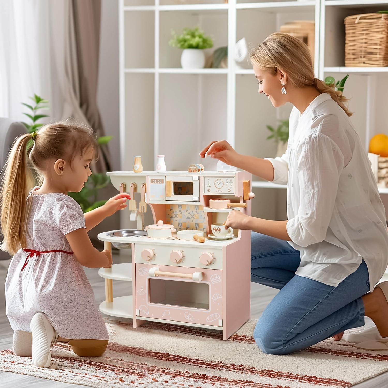Wooden Premium Kitchen Playset with Coffee Maker Food Kitchen Accessories Cooking Set, Toddler Play Kitchen - MyLittleTales