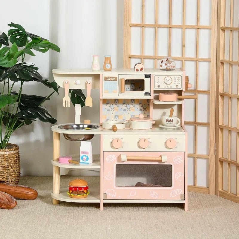 Wooden Premium Kitchen Playset with Coffee Maker Food Kitchen Accessories Cooking Set, Toddler Play Kitchen - MyLittleTales