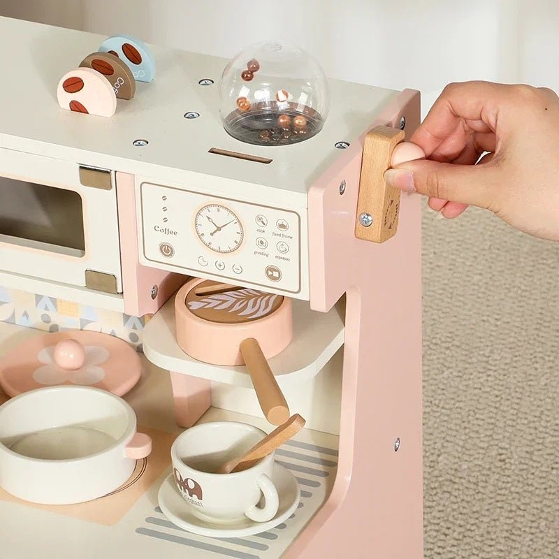 Wooden Premium Kitchen Playset with Coffee Maker Food Kitchen Accessories Cooking Set, Toddler Play Kitchen - MyLittleTales