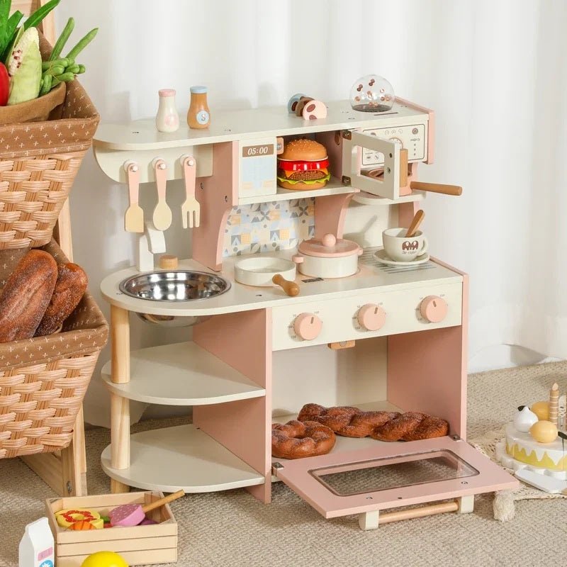 Wooden Premium Kitchen Playset with Coffee Maker Food Kitchen Accessories Cooking Set, Toddler Play Kitchen - MyLittleTales