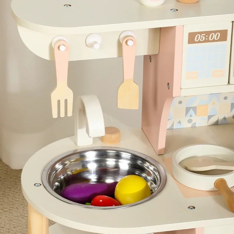 Wooden Premium Kitchen Playset with Coffee Maker Food Kitchen Accessories Cooking Set, Toddler Play Kitchen - MyLittleTales