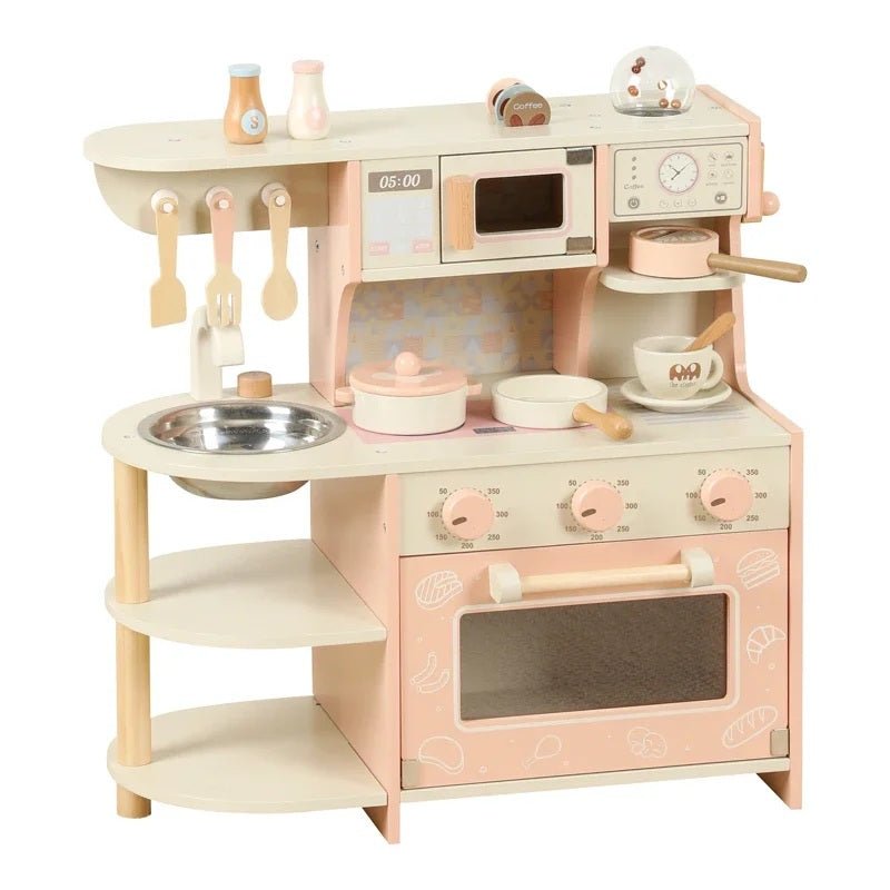 Wooden Premium Kitchen Playset with Coffee Maker Food Kitchen Accessories Cooking Set, Toddler Play Kitchen - MyLittleTales