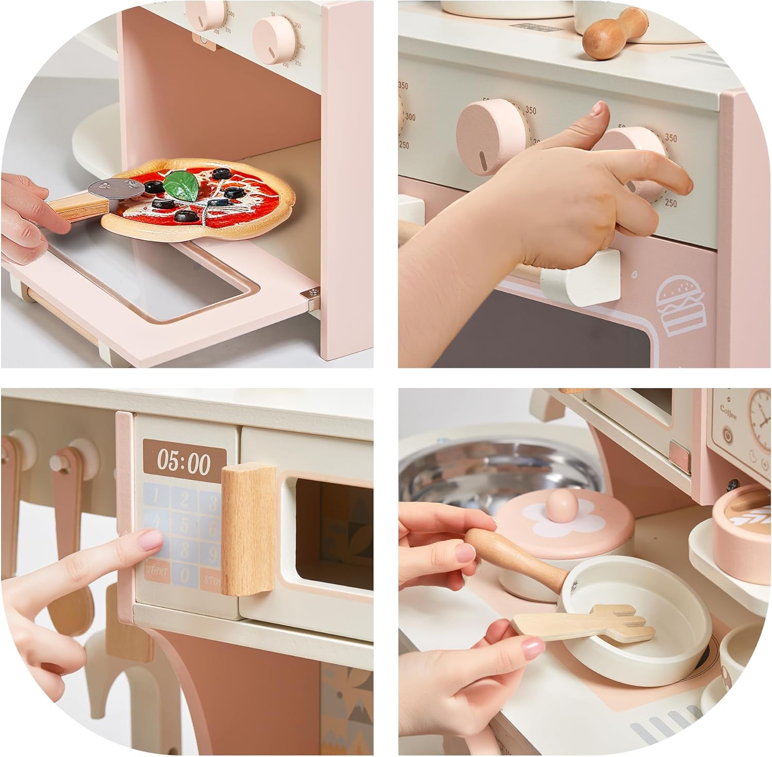 Wooden Premium Kitchen Playset with Coffee Maker Food Kitchen Accessories Cooking Set, Toddler Play Kitchen - MyLittleTales