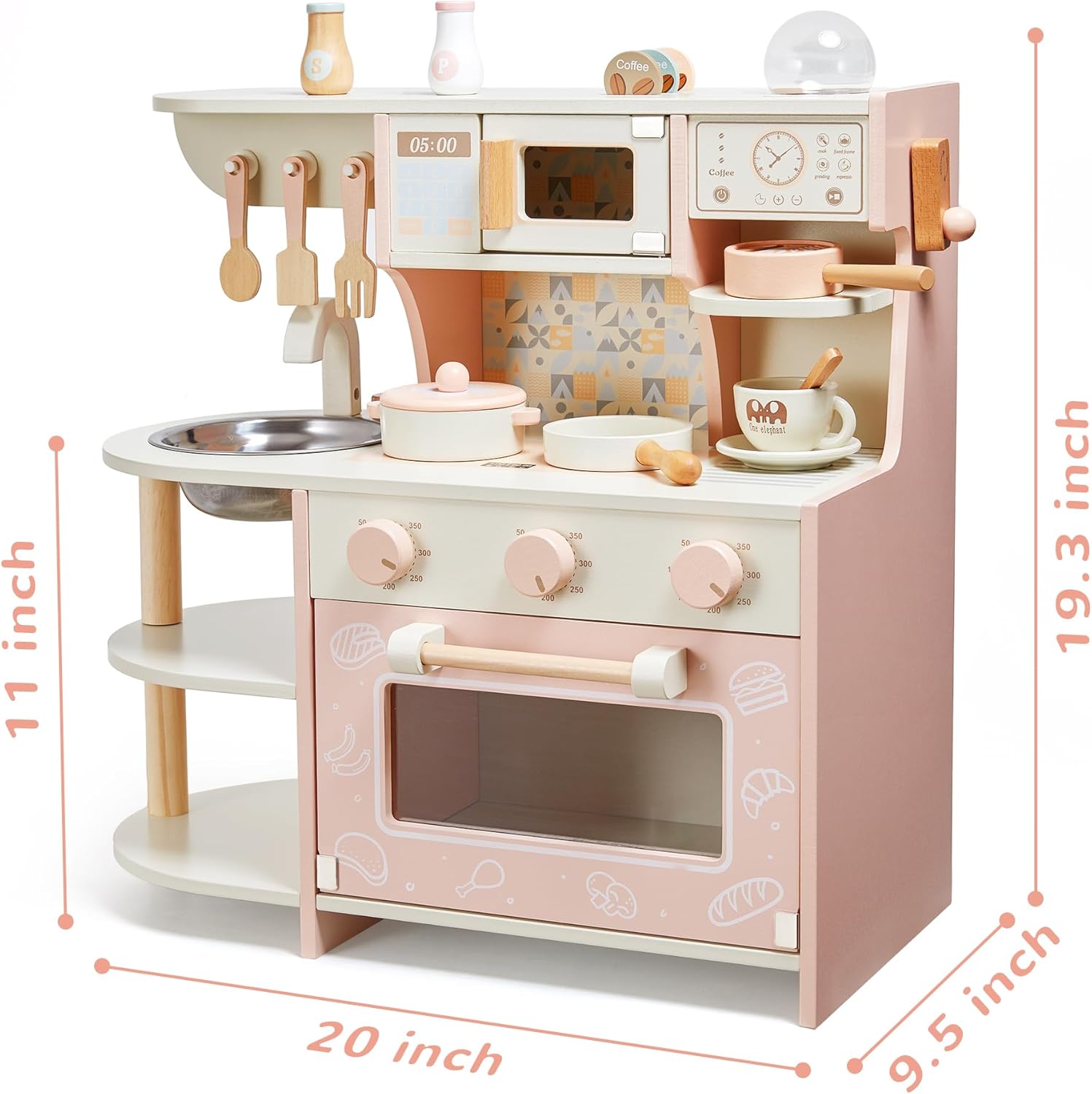 Wooden Premium Kitchen Playset with Coffee Maker Food Kitchen Accessories Cooking Set, Toddler Play Kitchen - MyLittleTales