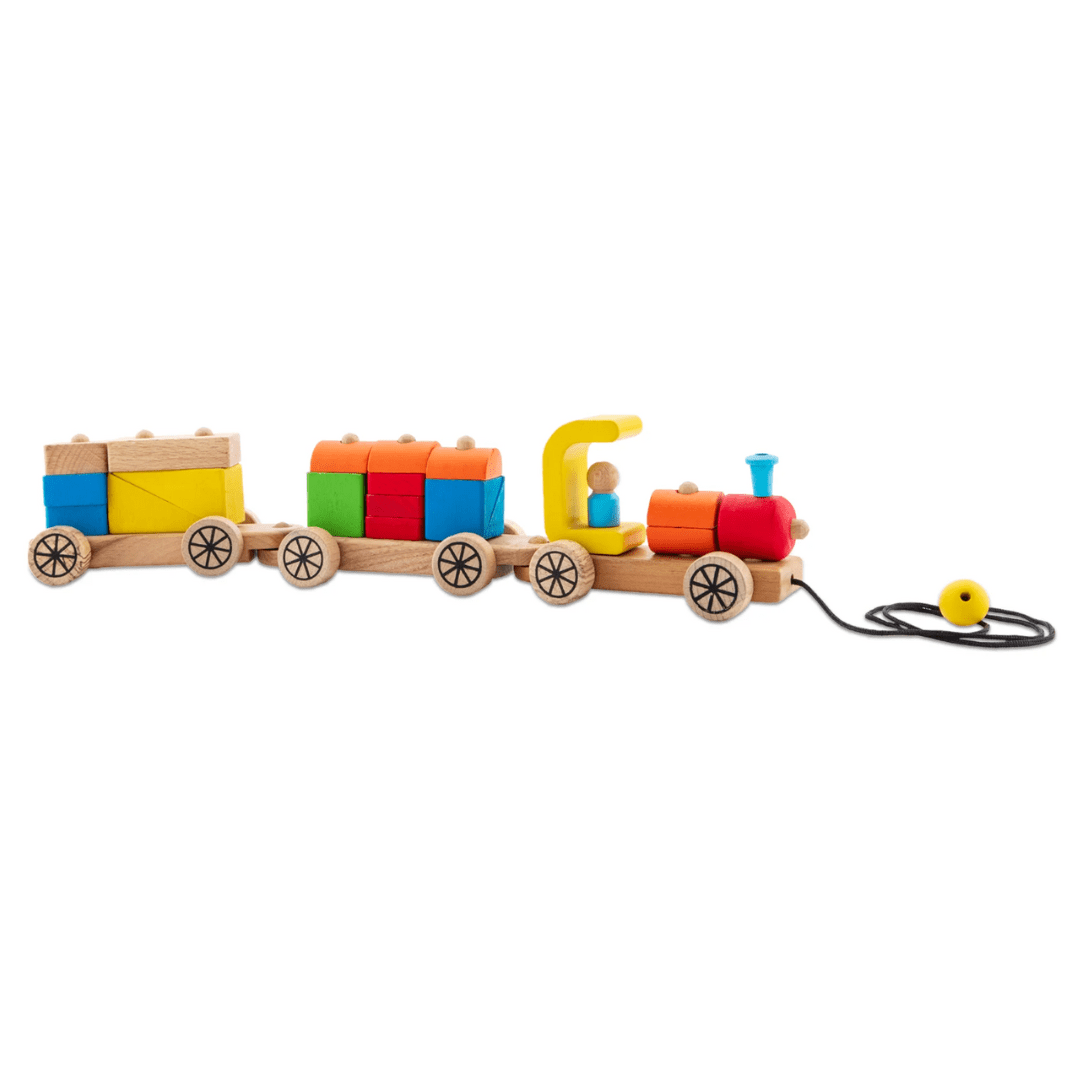 Wooden Pull Building Blocks Train - MyLittleTales