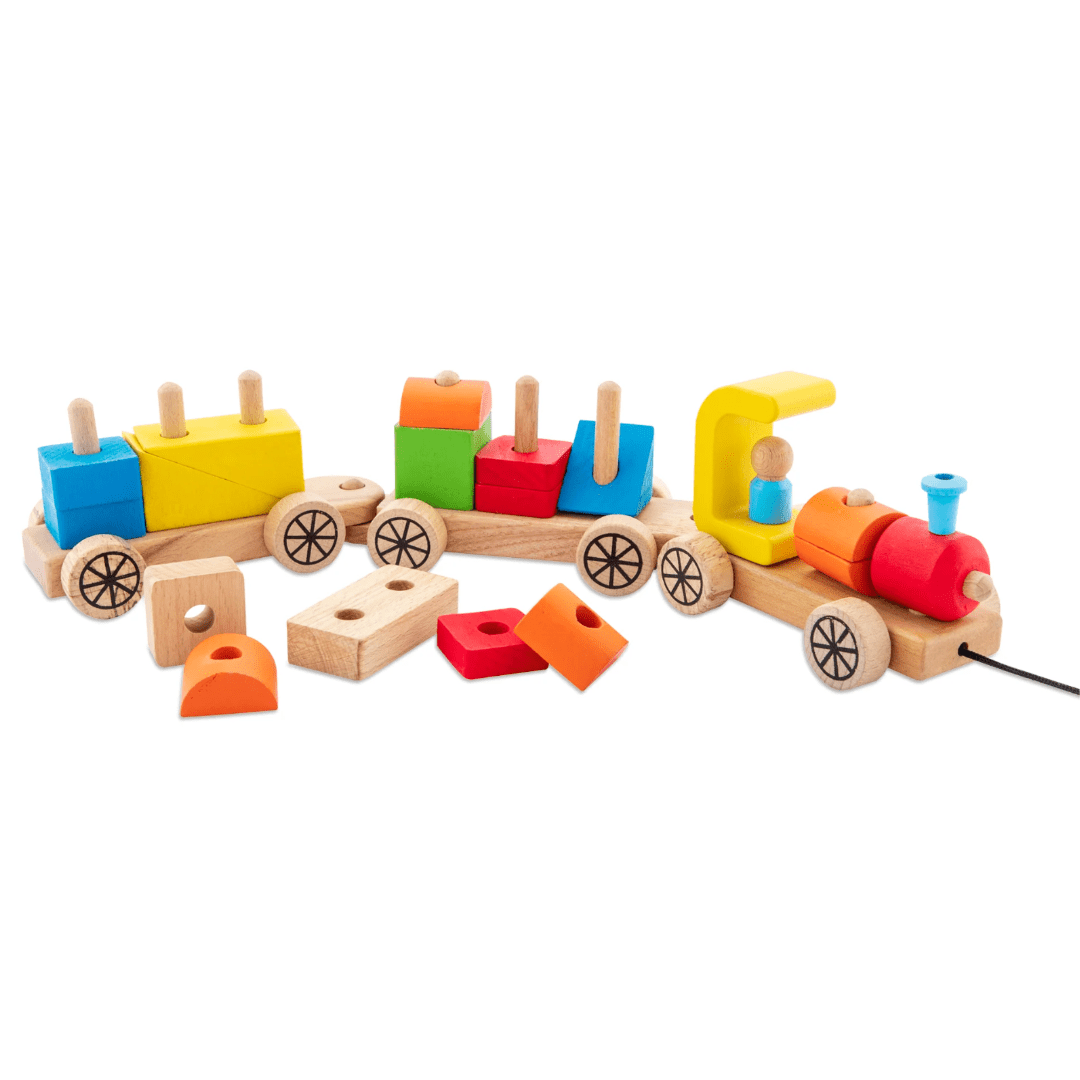 Wooden Pull Building Blocks Train - MyLittleTales