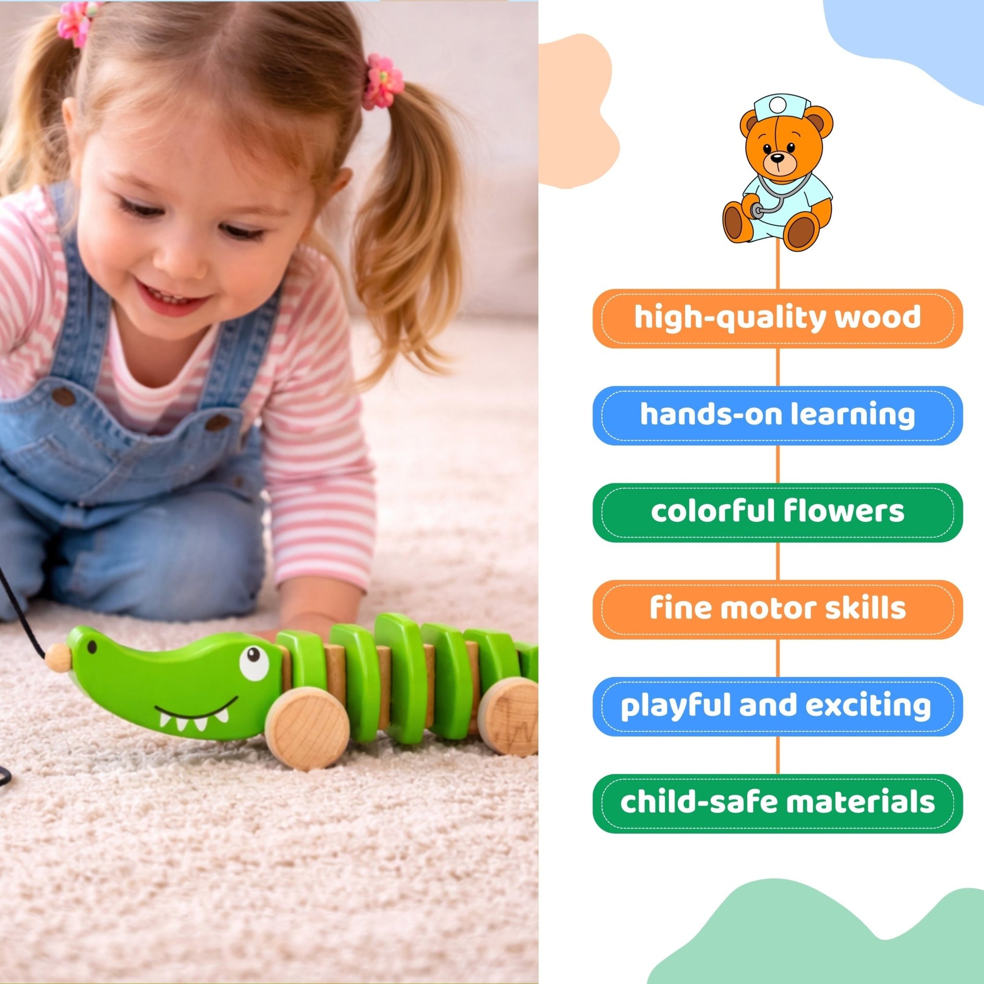 Wooden Pull Crocodile - MyLittleTales