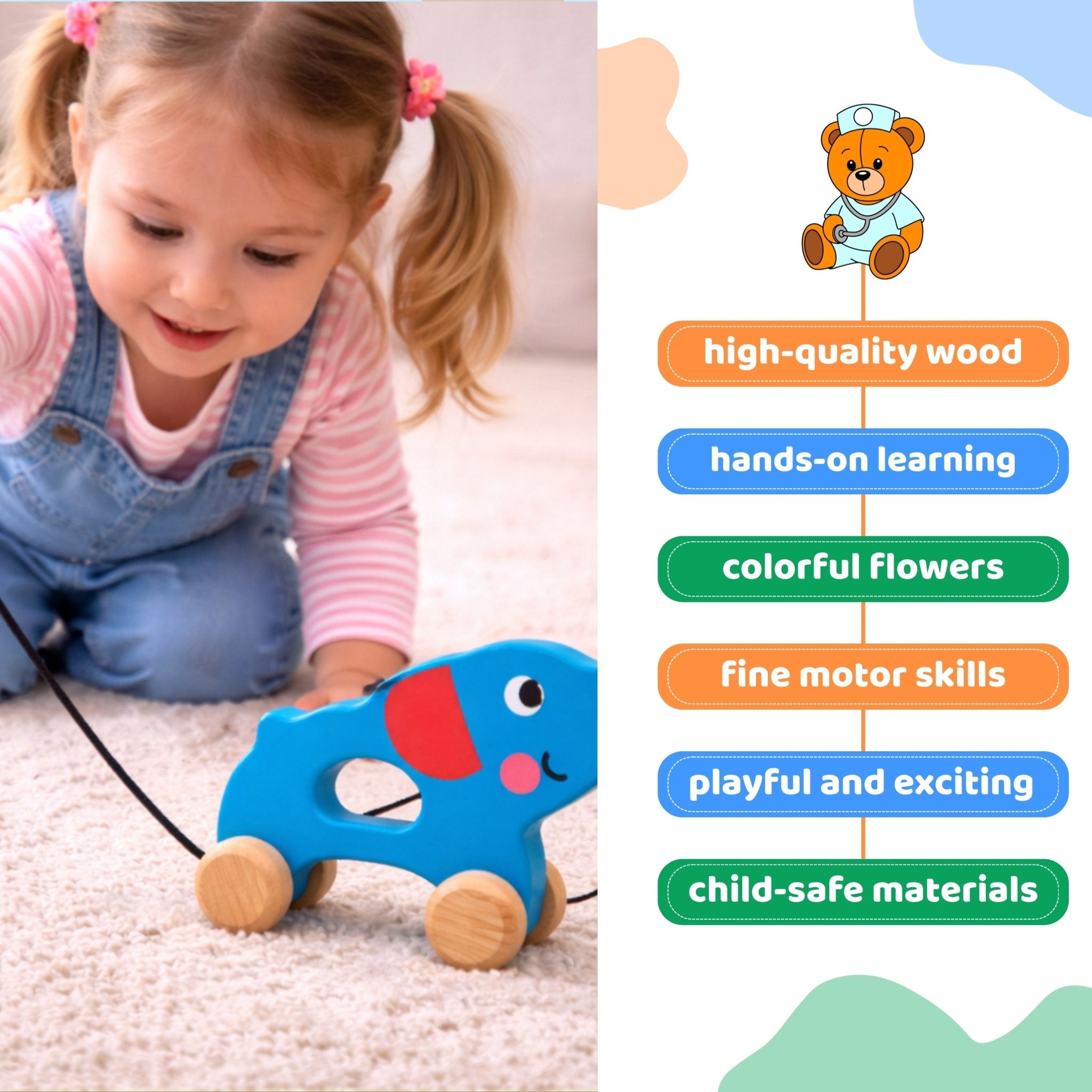 Wooden Pull Elephant - MyLittleTales