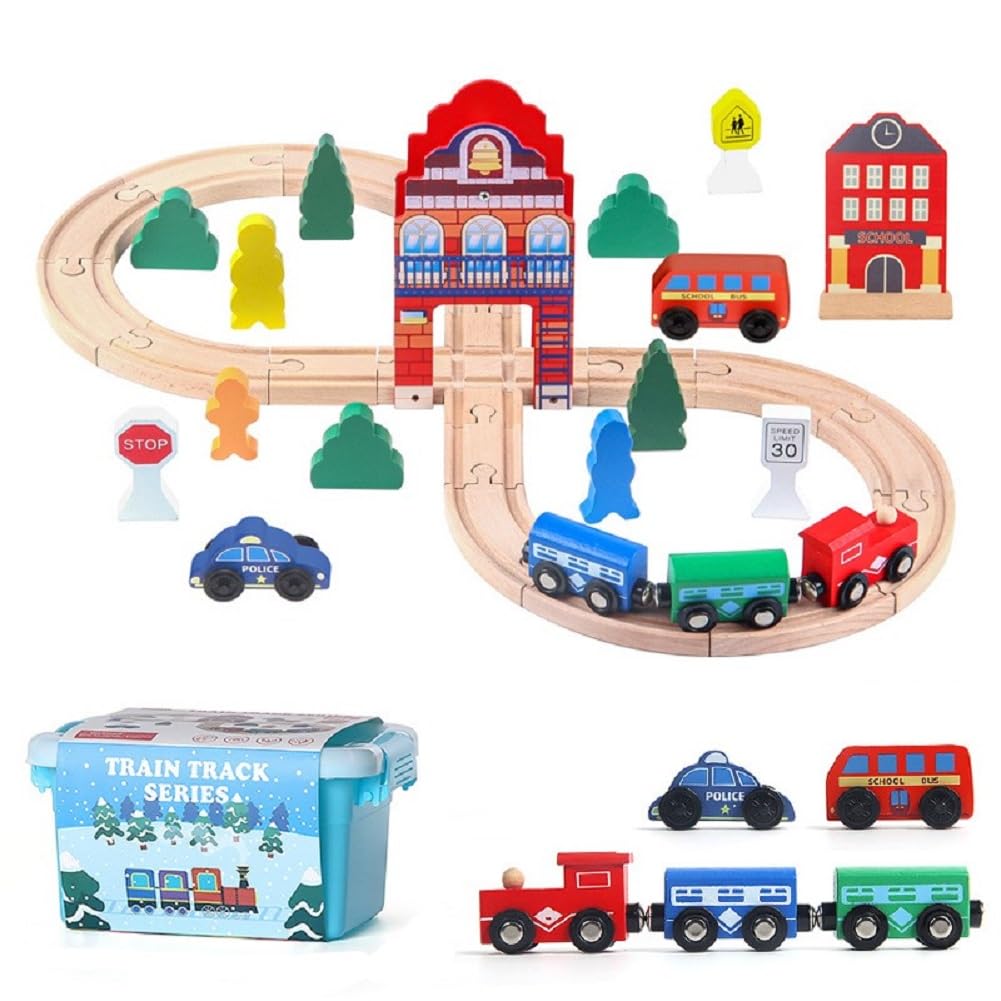 Wooden Railway Train Set, Wooden Railway Track with Train - MyLittleTales