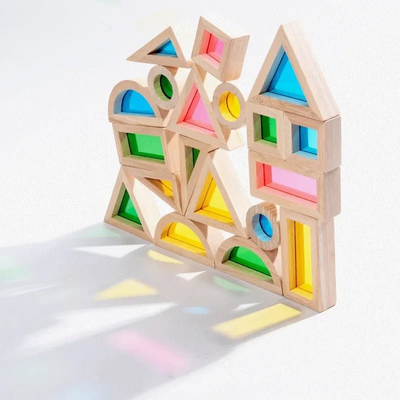 Wooden Rainbow Acrylic Building Blocks Wooden Educational Toys for Children Montessori Toys for Children - MyLittleTales