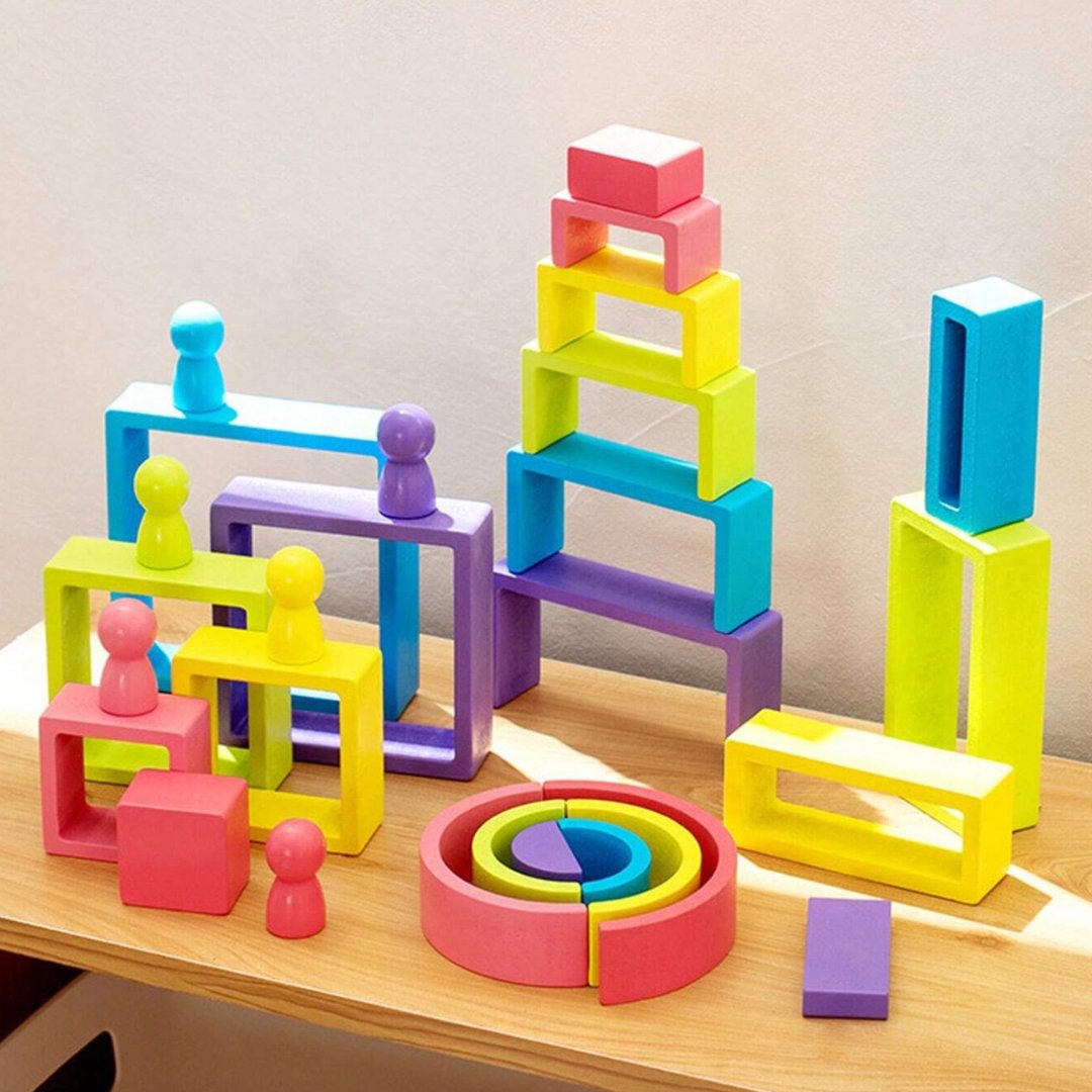 Wooden Rainbow Building Block Assembly Toy - MyLittleTales