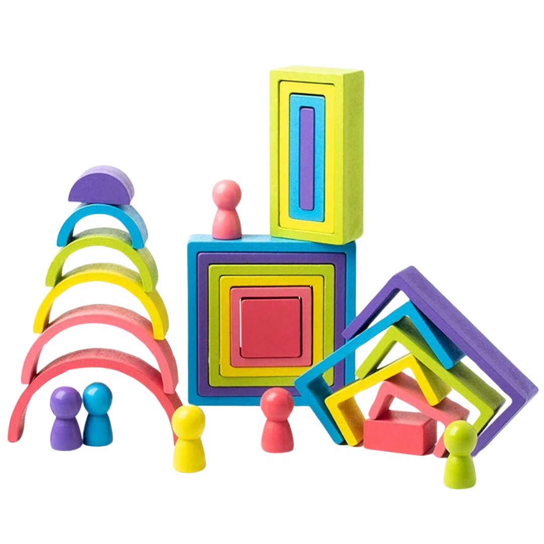 Wooden Rainbow Building Block Assembly Toy - MyLittleTales