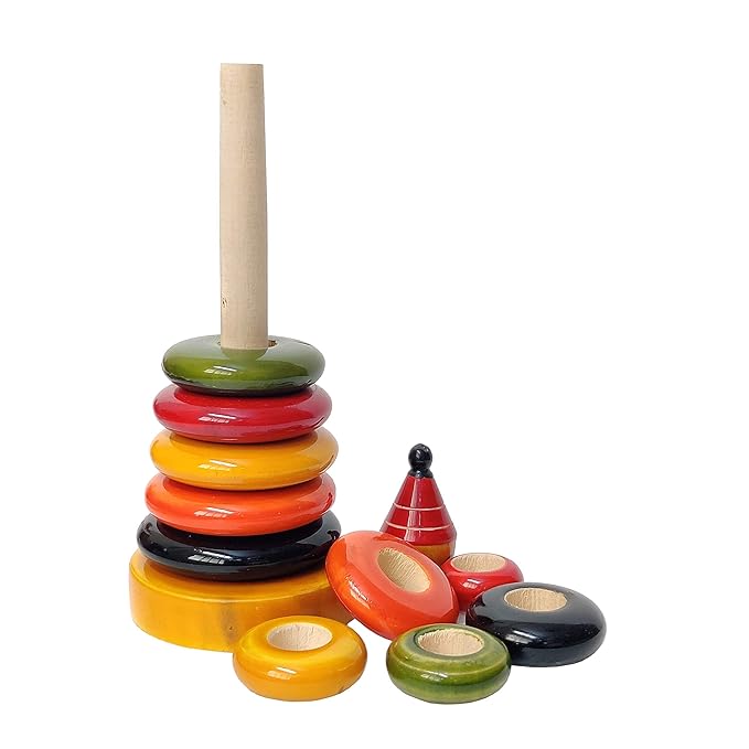 Wooden Rainbow Stacking Ring Tower - Big - MyLittleTales