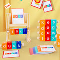 Wooden Reading Blocks | Wooden Blocks Spelling Game - Wooden Toys Phonics Game Toy Set Words Early Learning for Beginners - MyLittleTales