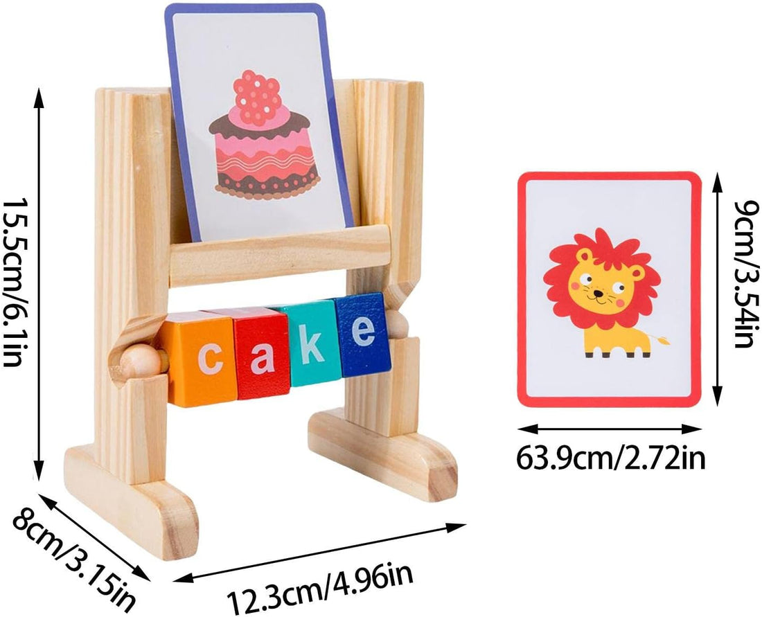 Wooden Reading Blocks | Wooden Blocks Spelling Game - Wooden Toys Phonics Game Toy Set Words Early Learning for Beginners - MyLittleTales