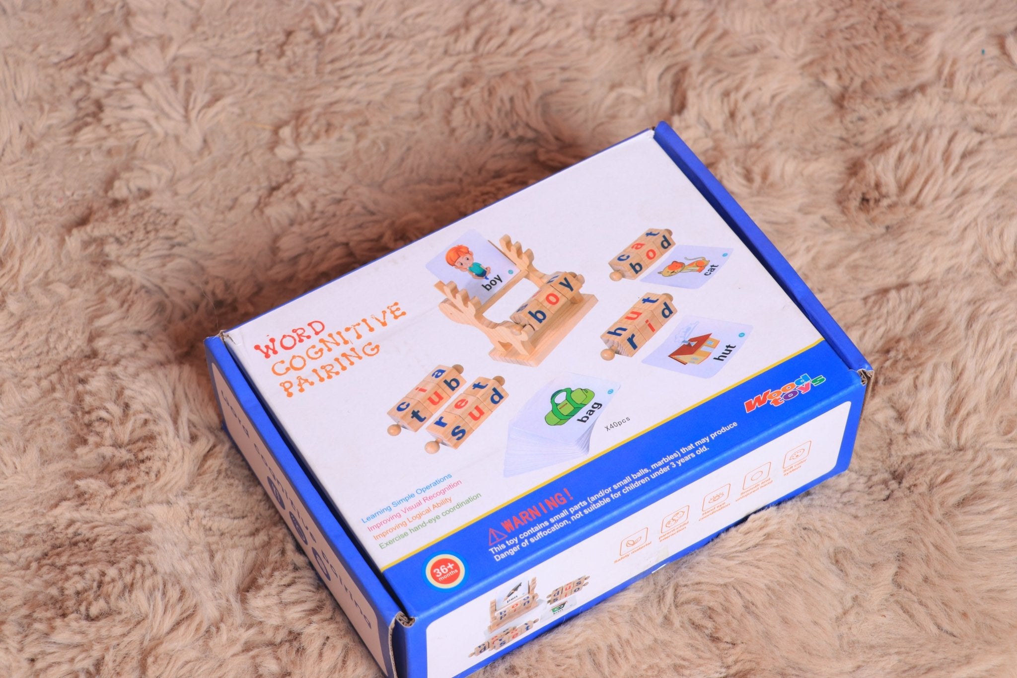 Wooden Reading Blocks Word Cognitive Pairing - Rotating Letter Puzzles For Kids Spelling Game - MyLittleTales