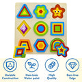 Wooden Shapes Puzzle Learning Toy, 9 Geometric Colorful Shapes - MyLittleTales