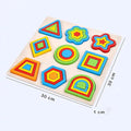 Wooden Shapes Puzzle Learning Toy, 9 Geometric Colorful Shapes - MyLittleTales