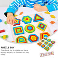 Wooden Shapes Puzzle Learning Toy, 9 Geometric Colorful Shapes - MyLittleTales