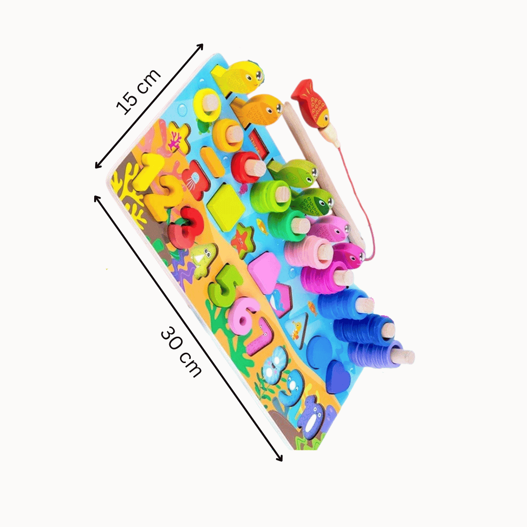 6 in 1 3D Wooden Montessori Children Educational Board Games Fishing Digital Shape Building Blocks - MyLittleTales