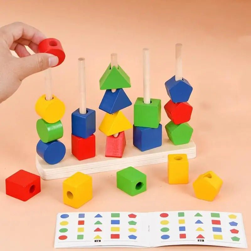 Wooden Stacking Toy Educational Beads Fine Motor Skills - MyLittleTales