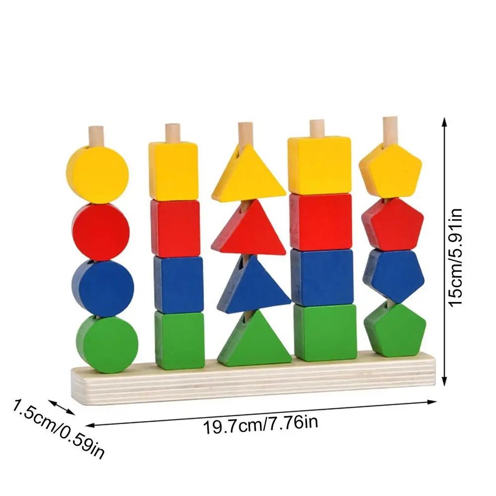 Wooden Stacking Toy Educational Beads Fine Motor Skills - MyLittleTales