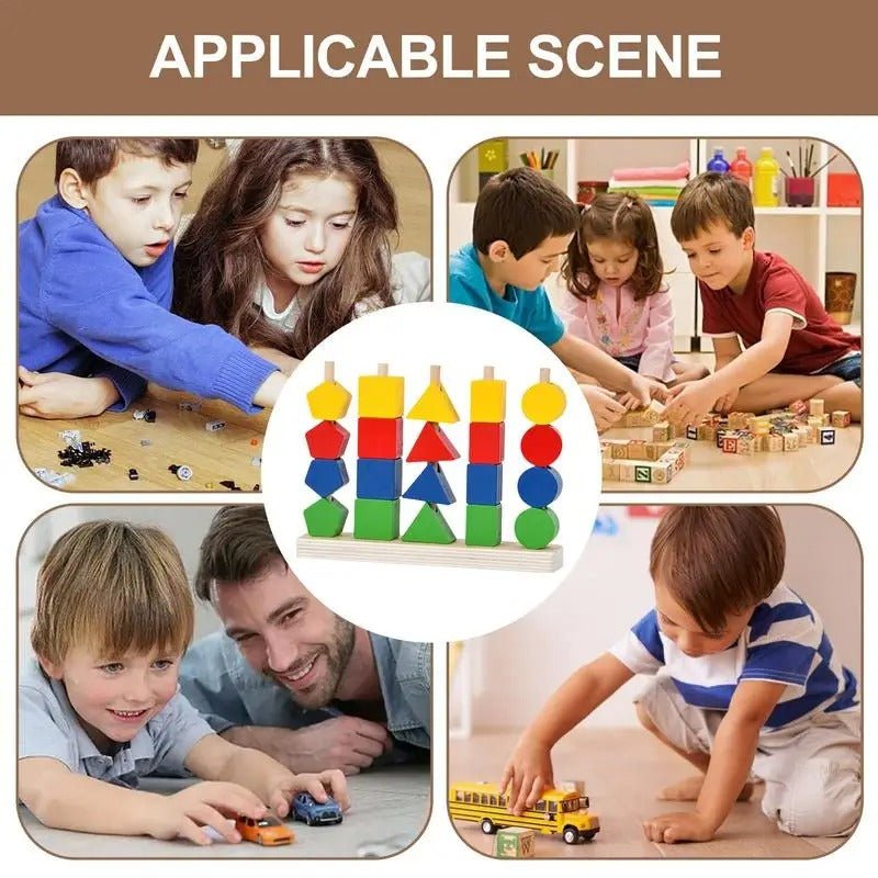 Wooden Stacking Toy Educational Beads Fine Motor Skills - MyLittleTales