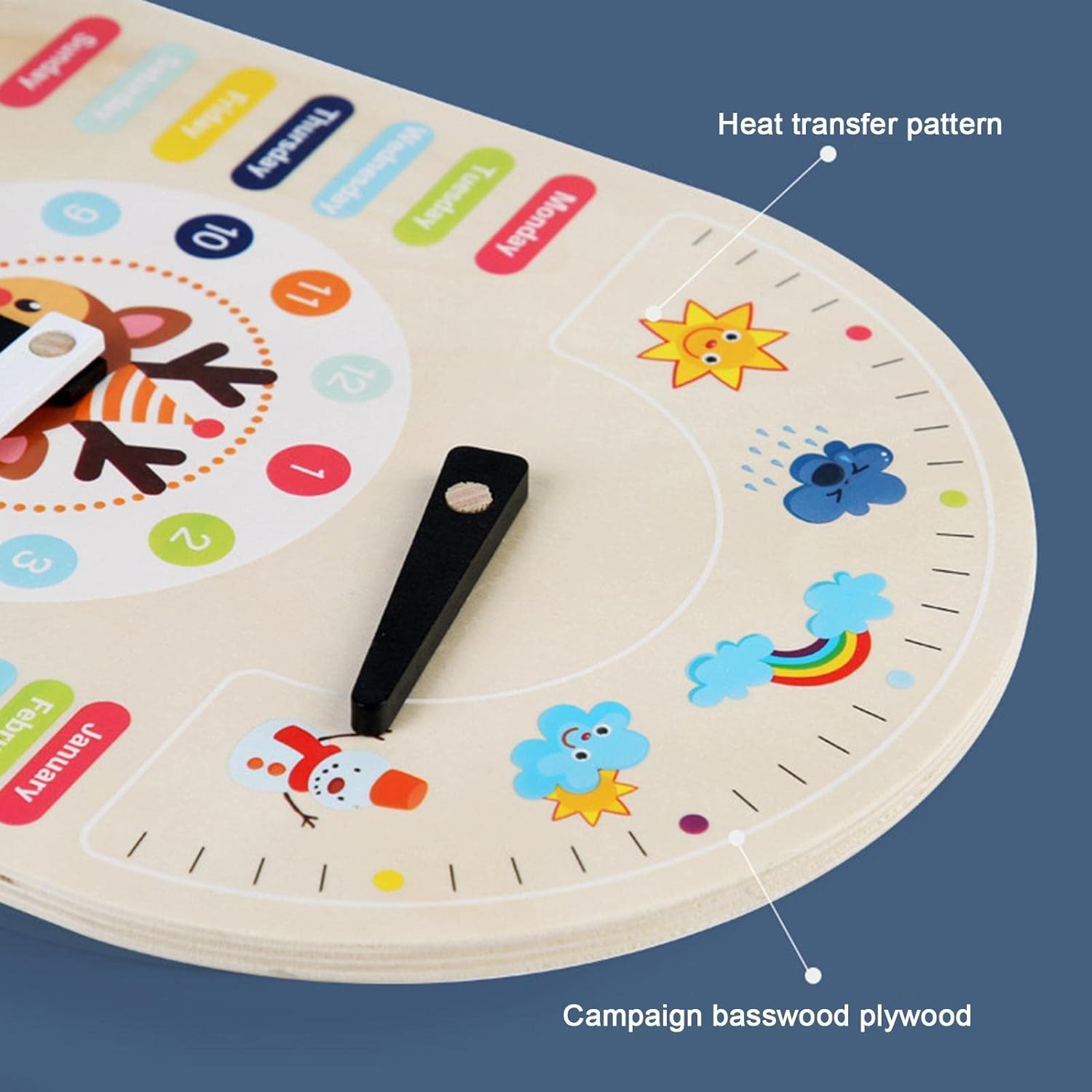 Wooden Teaching Clock With Weather 