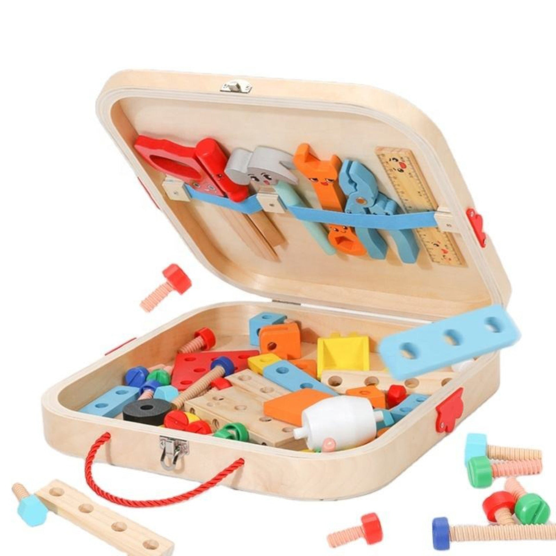 Wooden Tool Box, Montessori Educational STEM Toys, Construction Learning Toys for 3+ Years Kids, Set of 53 pcs, Child Safe Certified, Multi color - MyLittleTales