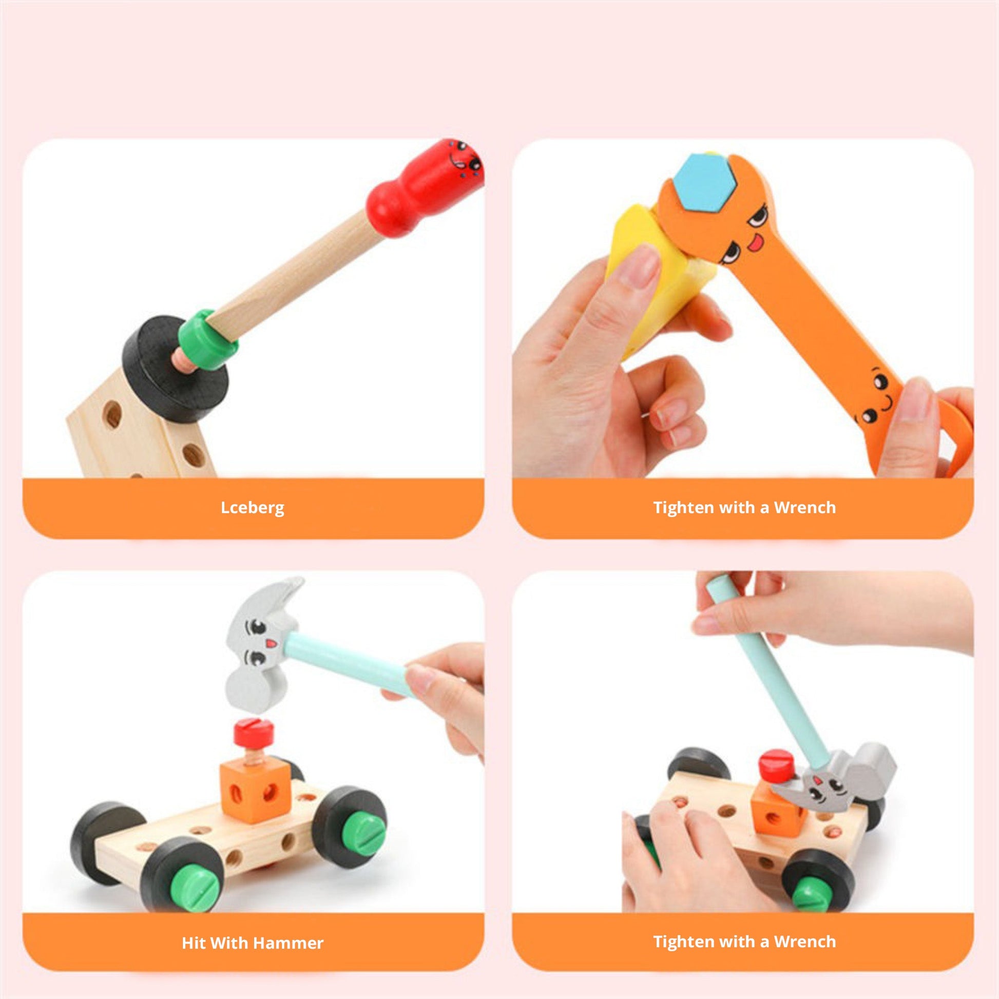 Wooden Tool Box, Montessori Educational STEM Toys, Construction Learning Toys for 3+ Years Kids, Set of 53 pcs, Child Safe Certified, Multi color - MyLittleTales