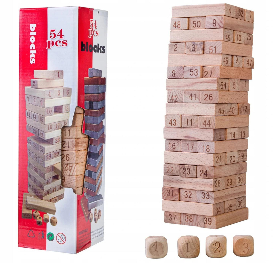 Wooden Tower Jenga / Zenga | Wood Balancing Blocks Montessori Toy - MyLittleTales