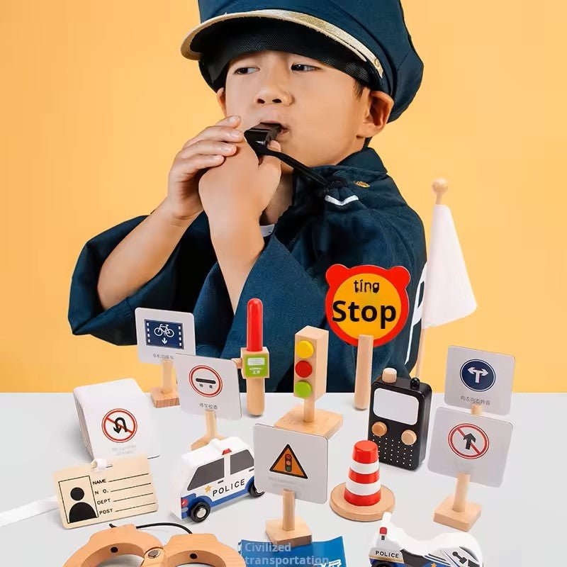 Wooden Traffic Police Set - MyLittleTales - MyLittleTales