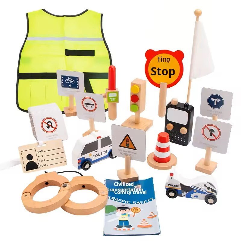 Wooden Traffic Police Set - MyLittleTales - MyLittleTales