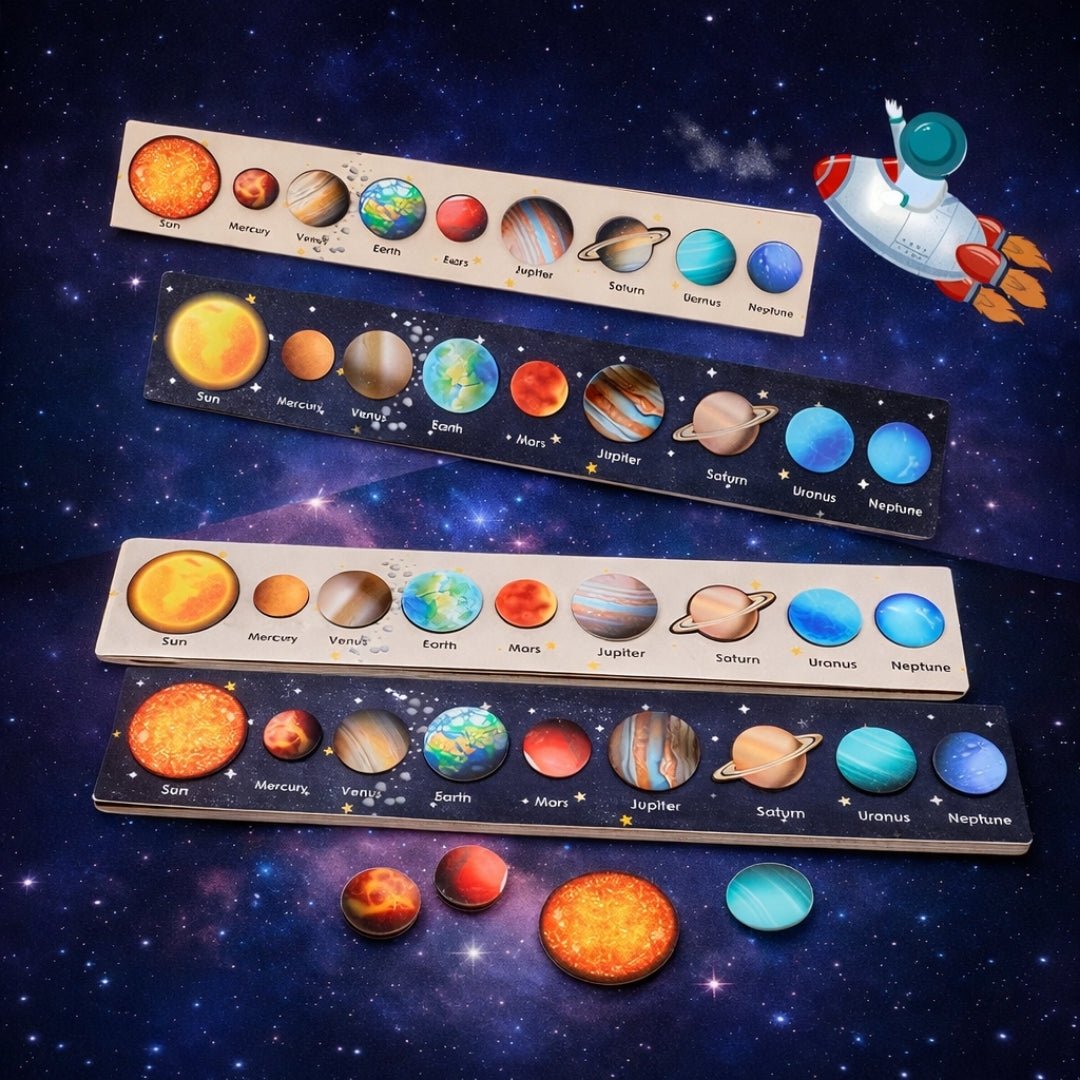 Wooden Universe Solar System Eight Planet Matching Educational Toy - MyLittleTales
