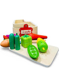 Wooden Vegetable Basket Pretend Cutting Vegetable Set with Wood Knife & Storage Basket - MyLittleTales